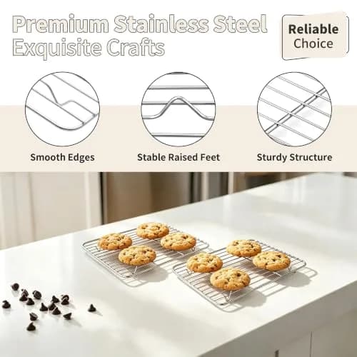 TeamFar Stainless Steel Toaster Oven Pan with Rack Set, 9"x7"x1" | Healthy, Heavy Duty & Dishwasher Safe thumbnail 4