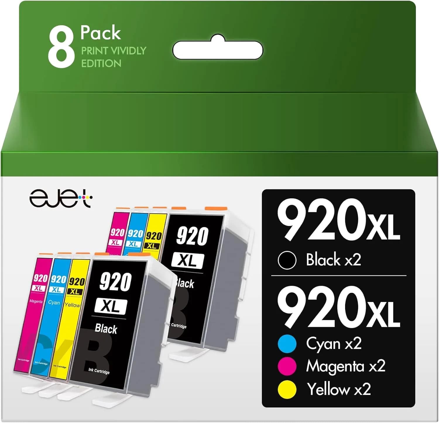 ejet 920XL Ink Cartridges Combo Pack for HP 920XL | High Page Yield & Compatible with Officejet 6500 - main product image