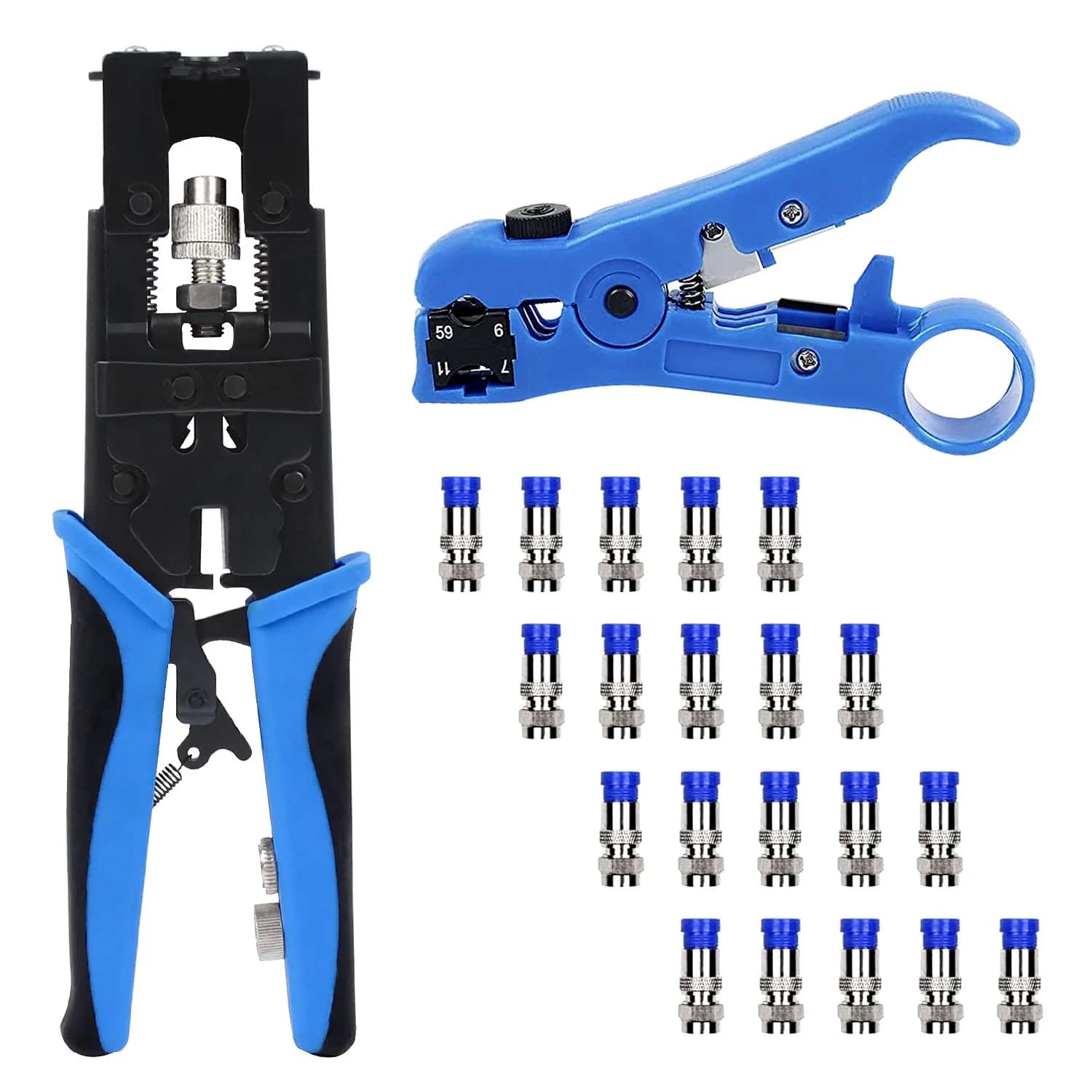 Delgada Coax Compression Tool, BNC Coaxial Cable Crimper Kit | Adjustable, Heavy Duty, Suitable for RG6 RG59