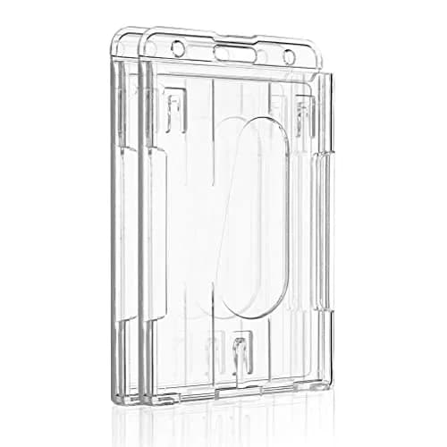 Pawfly Vertical 2-Card Badge Holder (2-Pack, Clear) | Heavy Duty ID Card Holder with Thumb Slot thumbnail 1