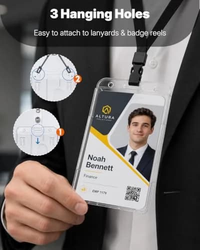 Pawfly Vertical 2-Card Badge Holder (2-Pack, Clear) | Heavy Duty ID Card Holder with Thumb Slot thumbnail 6