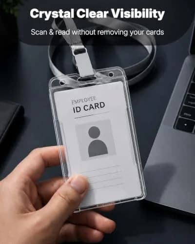 Pawfly Vertical 2-Card Badge Holder (2-Pack, Clear) | Heavy Duty ID Card Holder with Thumb Slot thumbnail 4