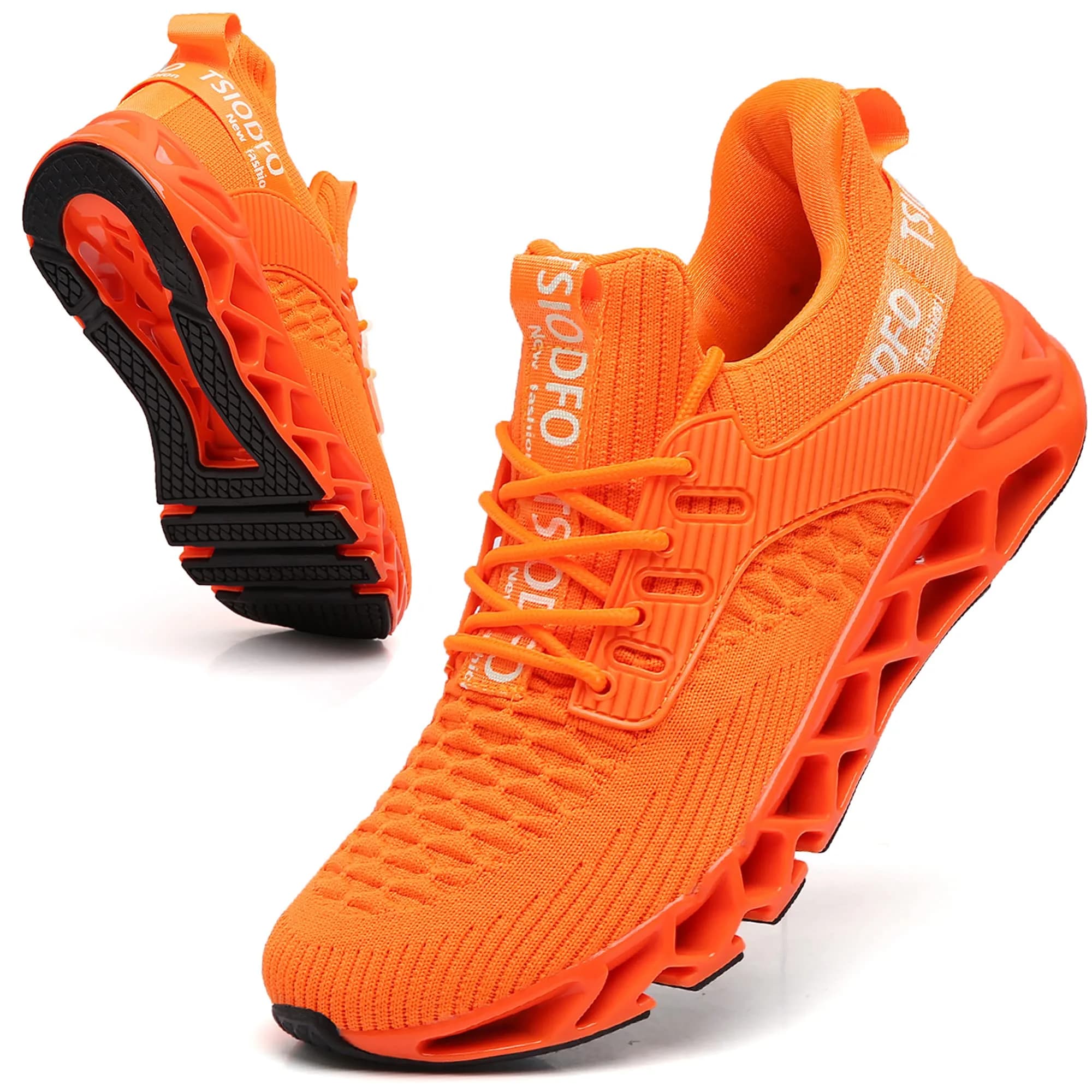 SKDOIUL Men's Running Sneakers Blue Size 13 | Breathable Mesh Athletic Walking Shoes — A069 Orange / 8