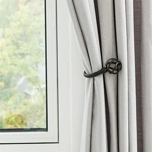 HIKMLK Geometric Industrial Curtain Holdbacks 2pcs | Heavy Duty Cast Iron Wall Hooks (Matt Black) thumbnail 6