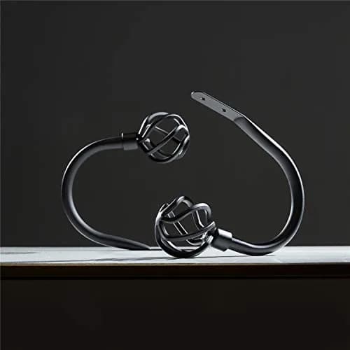 HIKMLK Geometric Industrial Curtain Holdbacks 2pcs | Heavy Duty Cast Iron Wall Hooks (Matt Black) thumbnail 2