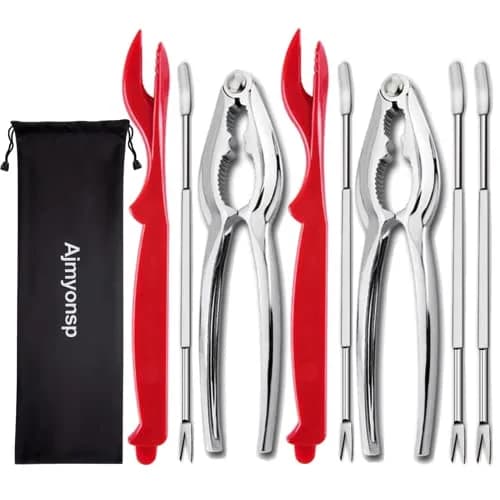 Ajmyonsp 8-Piece Seafood Tools Set with Crab Crackers & Picks | Heavy Duty Zinc Alloy thumbnail 1