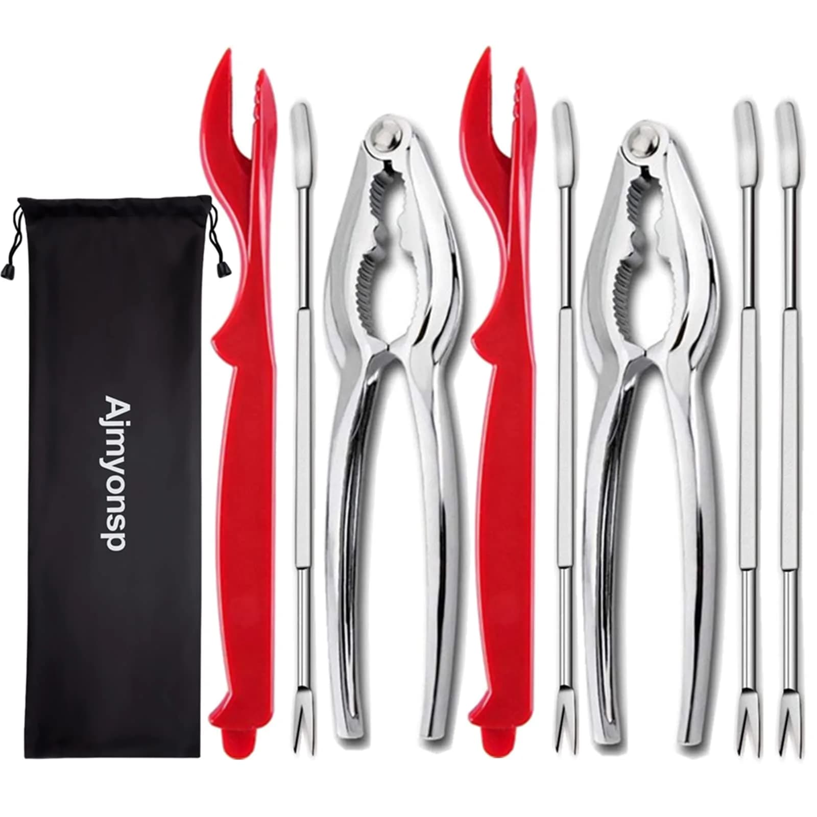 Ajmyonsp 8-Piece Seafood Tools Set with Crab Crackers & Picks | Heavy Duty Zinc Alloy