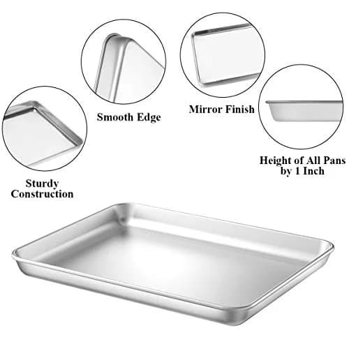 Wildone Stainless Steel Baking Sheet with Rack Set [2 Pans + 2 Racks] 22.86cm x 17.78cm x 2.54cm (9" x 7" x 1") | Heavy Duty Non-Toxic Bakeware thumbnail 3