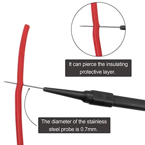 OIIKI 4Pcs 0.7mm Test Probe Pins with Banana Socket, 83mm Stainless Steel Back Probes | Insulation Piercing Needle Test Probes thumbnail 3