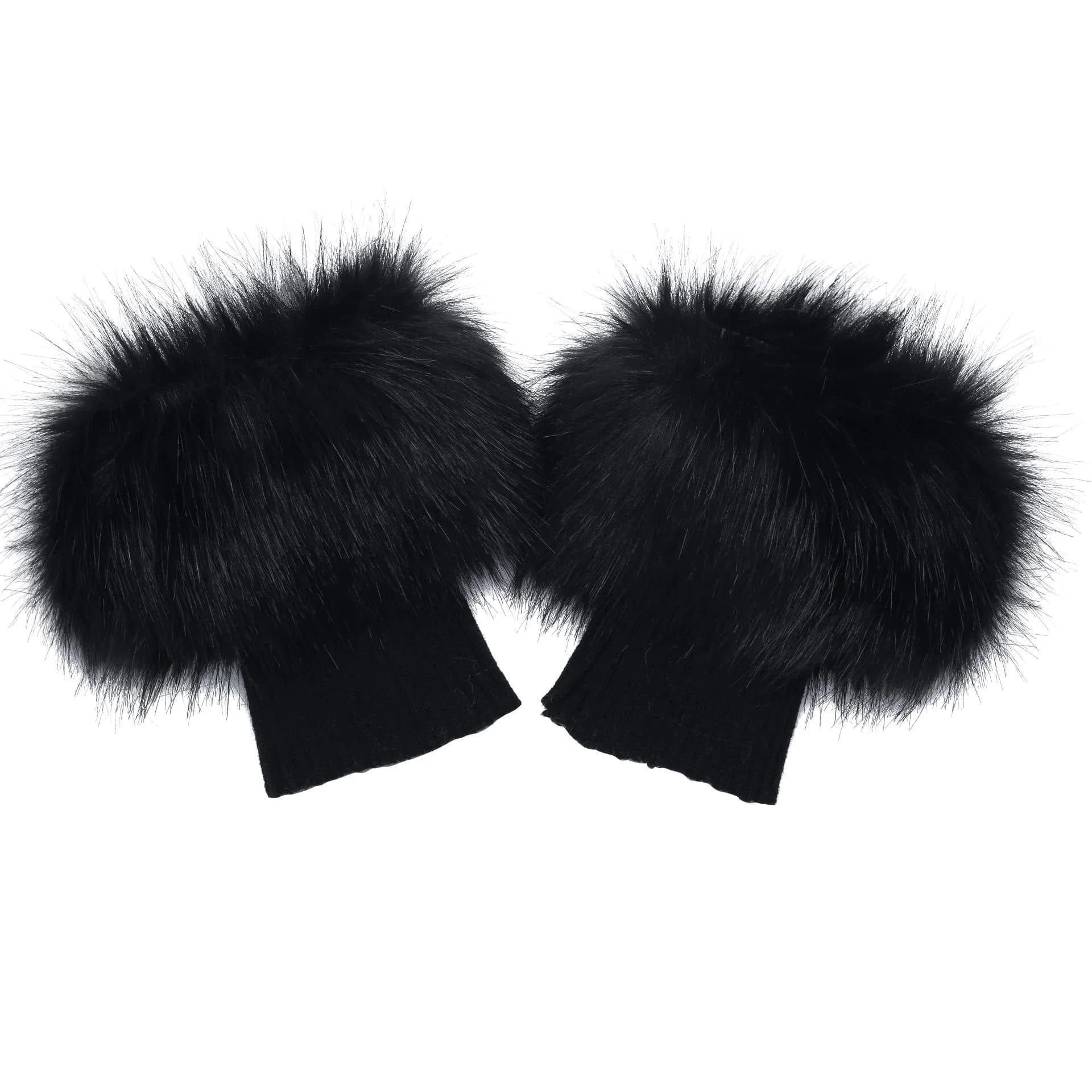 LA CARRIE Women's Faux Fur Plush Leg Warmers - Black | One Size (156 g)