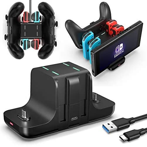 FANPL 6-in-1 Controller Charging Dock Station for Nintendo Switch & OLED Model & Lite with USB-C Cable | Charges 4 Joy-Cons & 2 Pro Controllers thumbnail 1
