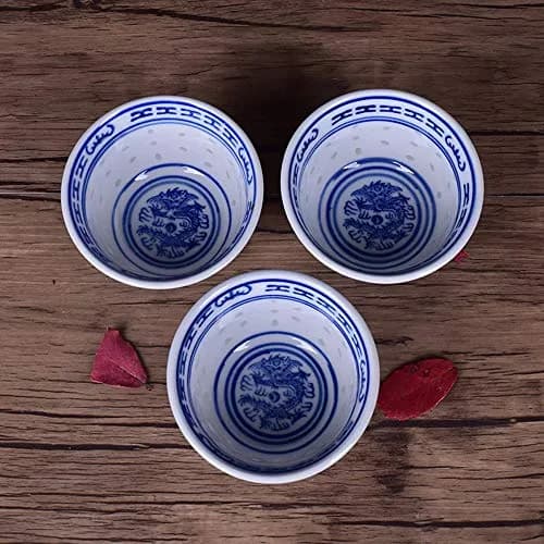 Woonsoon Bone China Tea Cup Set of 3 | 70 ml Traditional Blue-White Design thumbnail 4