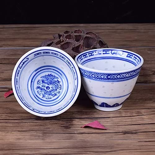 Woonsoon Bone China Tea Cup Set of 3 | 70 ml Traditional Blue-White Design thumbnail 2