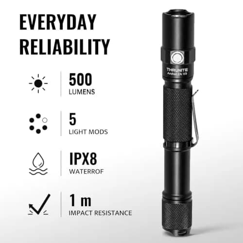 ThruNite Archer 2A V3 LED Flashlight, 155mm, 48g | 500 Lumens, Waterproof, AA Power thumbnail 9