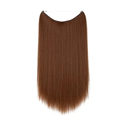 SARLA 22 Inch Invisible Wire Hair Extensions Light Auburn | Long Straight Synthetic Hairpiece for Women thumbnail 2