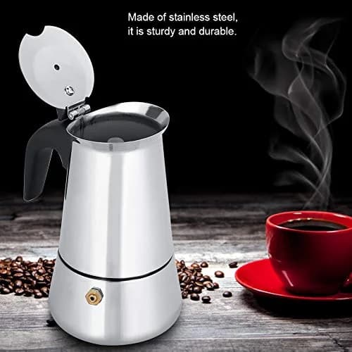 Agatige Moka Espresso Maker 200ml | Stainless Steel Coffee Pot for Stovetop thumbnail 3