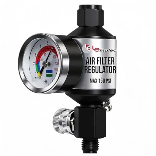 LE LEMATEC AI303-R1 Paint Sprayer Regulator with Gauge & Water Separator | Professional Air Control for Flawless Finishes thumbnail 1