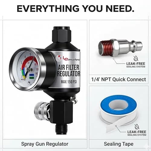 LE LEMATEC AI303-R1 Paint Sprayer Regulator with Gauge & Water Separator | Professional Air Control for Flawless Finishes thumbnail 5
