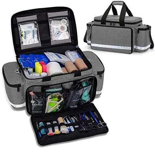 Trunab Trauma Bag with Dividers, EMT First Aid Pouch Medical Bag Empty, Grey 62.2cm x 29.7cm x 29.7cm thumbnail 1