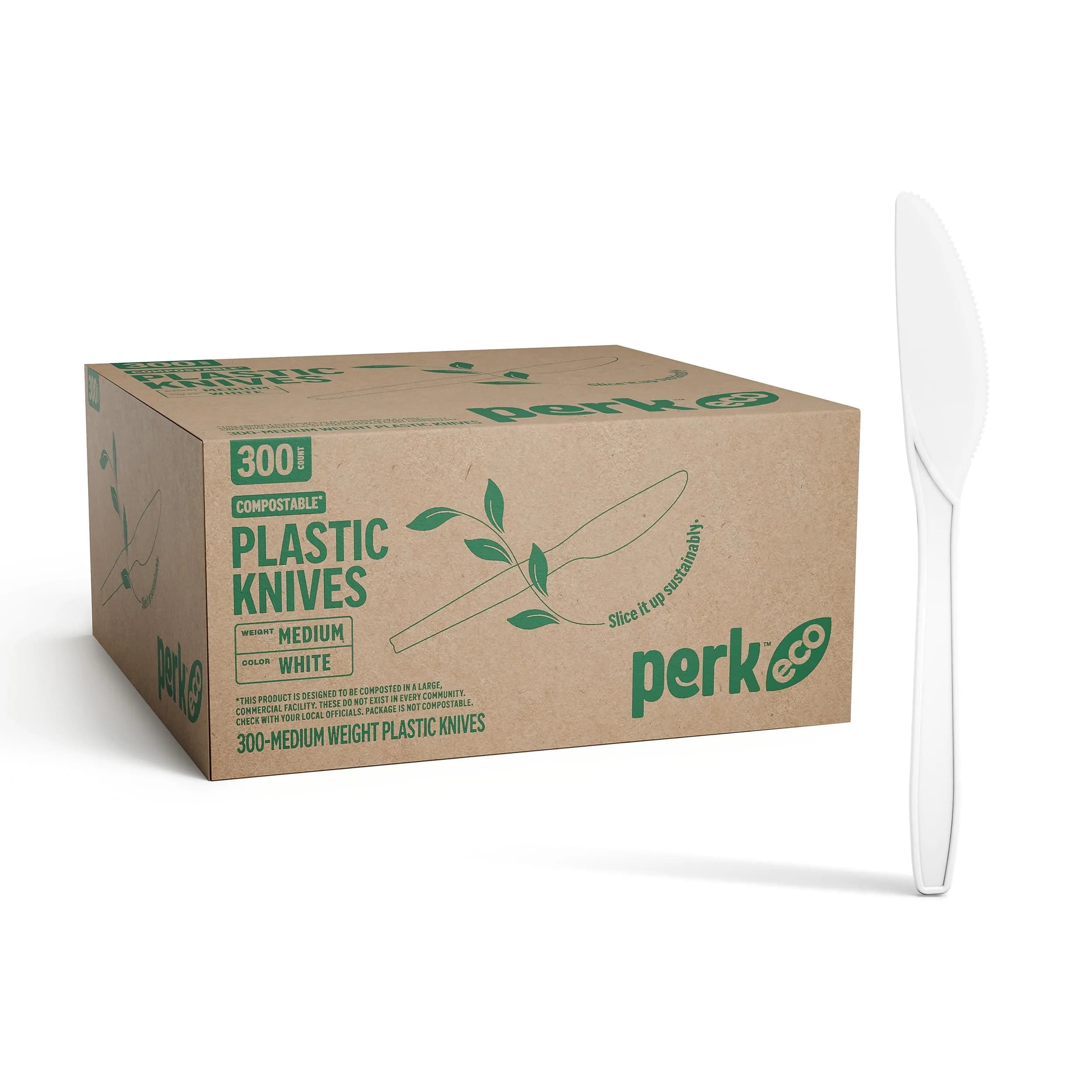 Perk Compostable PLA Forks White 600/Carton | Eco-Friendly, Mediumweight, 6'' — White