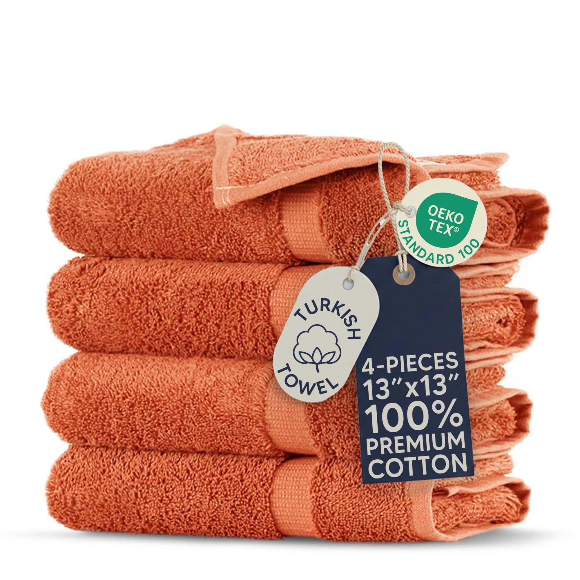 Towel Bazaar Washcloths 13x13 cm (5x5 in) 4-Pack | 100% Turkish Cotton, Natural Dyes