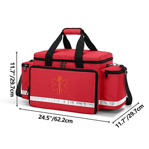 Trunab Red EMT Trauma Bag with Dividers, Medical First Aid Pouch 62cm (24.5") | Reinforced Nylon, Quick Grab & Go thumbnail 6