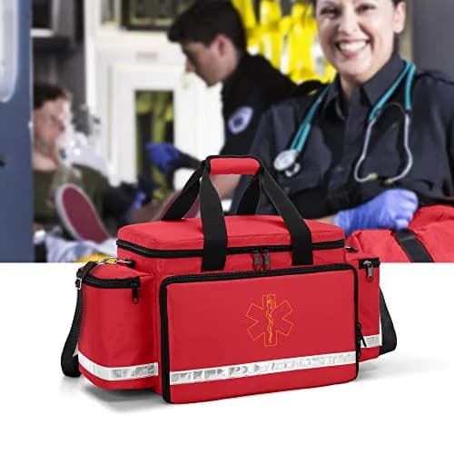 Trunab Red EMT Trauma Bag with Dividers, Medical First Aid Pouch 62cm (24.5") | Reinforced Nylon, Quick Grab & Go thumbnail 7