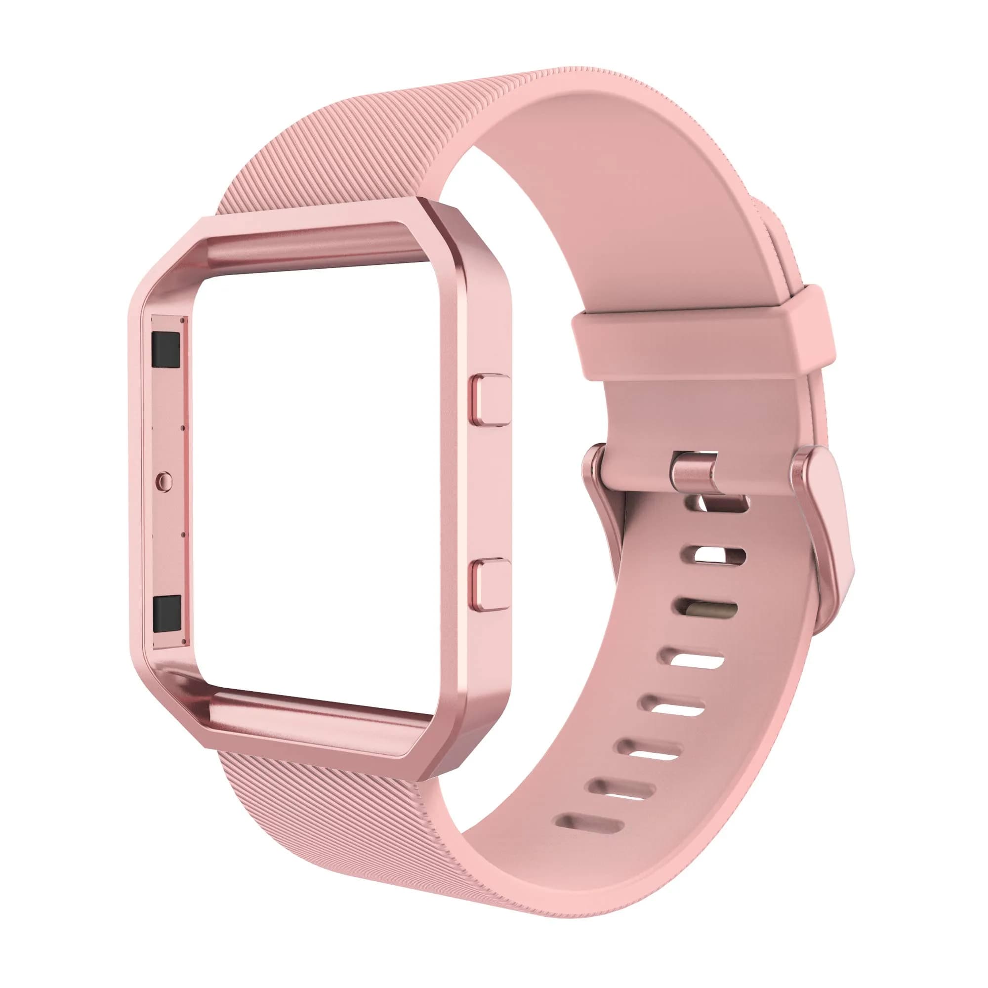 Simpeak Sport Band Compatible with Fitbit Blaze Small Pink | Silicone Wristband with Metal Frame