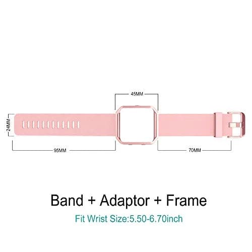 Simpeak Sport Band Compatible with Fitbit Blaze Small Pink | Silicone Wristband with Metal Frame thumbnail 4