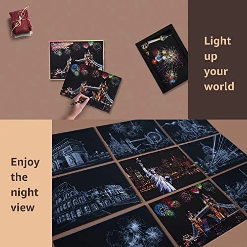 AP ARTSPER Rainbow Landscape Scratch Art Paper Set 7.9x5.5 Inch | 12 Sheets Postcard Cards & Drawing Pens thumbnail 2