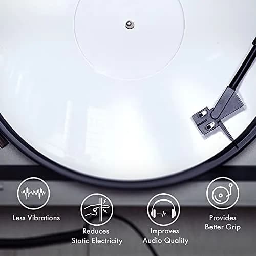 PRO SPIN White Acrylic Turntable Mat | 12" Vinyl Slipmat with Antistatic Cover, Tighter Bass, Dust & Static Noise Reduction thumbnail 7