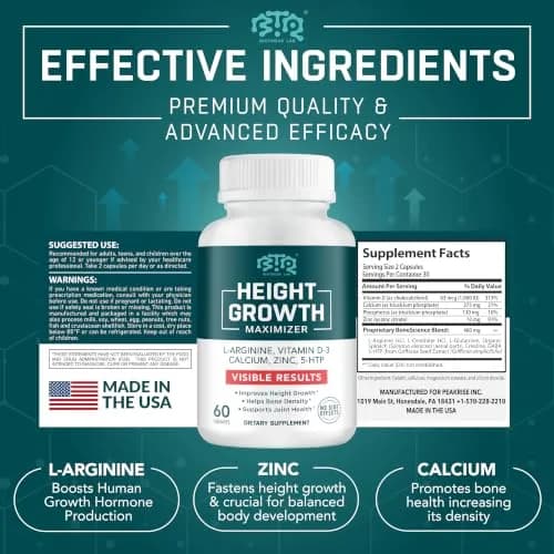 BTQ BIOTEQUE LAB Height Growth Maximizer, Calcium, Vitamin D3 & Zinc, 60 Caps | Bone & Height Support for Kids & Teens thumbnail 2