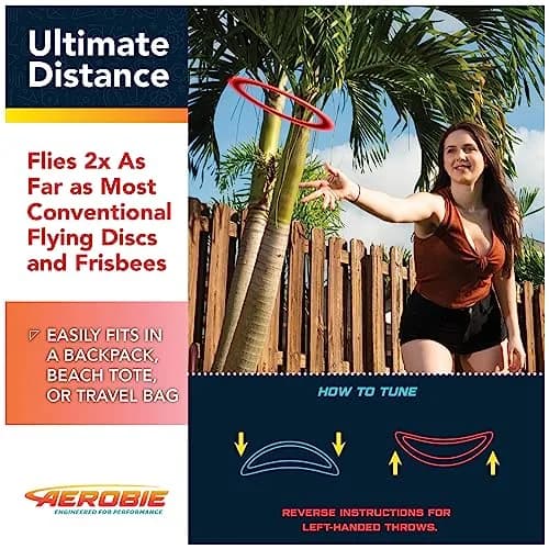Aerobie Sprint Ring Outdoor Flying Disc 10 Inches Yellow | Long Distance, Compact Design thumbnail 4
