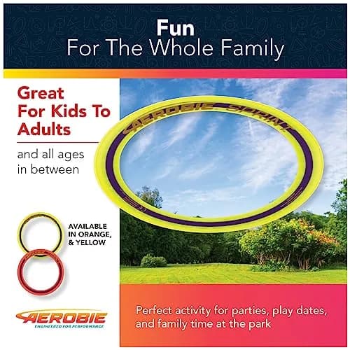Aerobie Sprint Ring Outdoor Flying Disc 10 Inches Yellow | Long Distance, Compact Design thumbnail 6