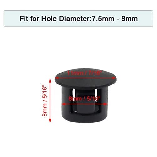 suiwotin 60PCS 8mm/5/16 Black Hole Plugs Plastic | Waterproof & Dustproof Sealing Solution thumbnail 2