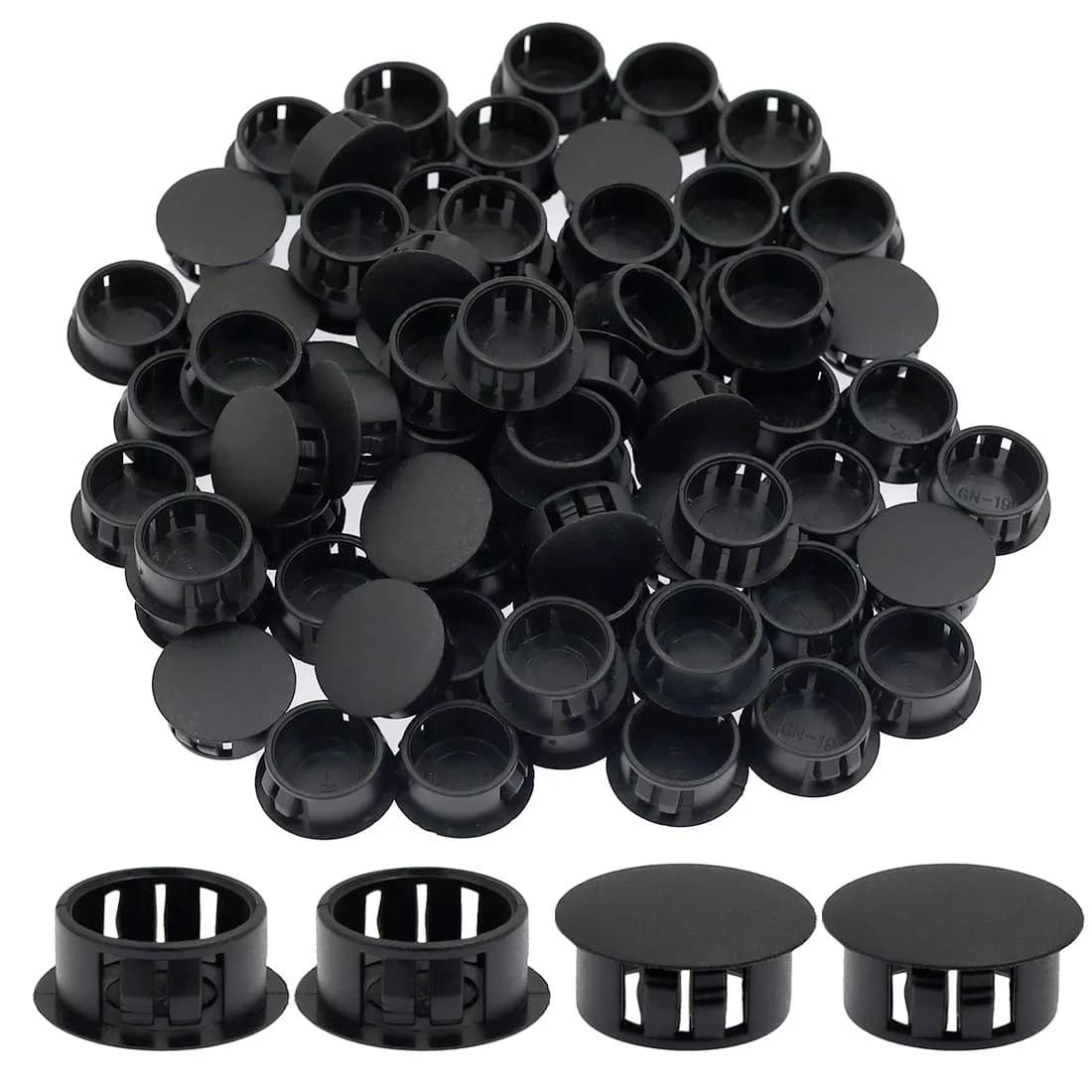 suiwotin 60PCS 19mm (3/4") Black Hole Plugs Plastic | Waterproof, Shock Absorption, Durable