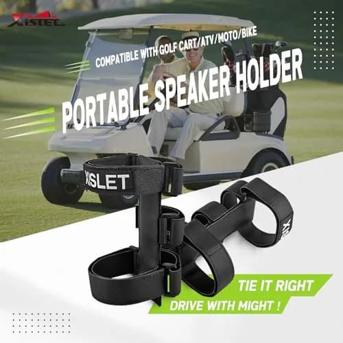 Xislet Portable Speaker Mount with Straps for Golf Cart, Bike, ATV — Black thumbnail 2