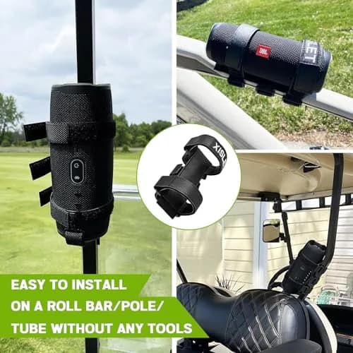 Xislet Portable Speaker Mount with Straps for Golf Cart, Bike, ATV — Black thumbnail 3