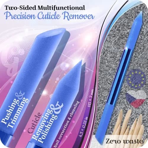 Gladzy Glass Cuticle Pusher Blue | Professional Precision Filing Cuticle Remover thumbnail 2
