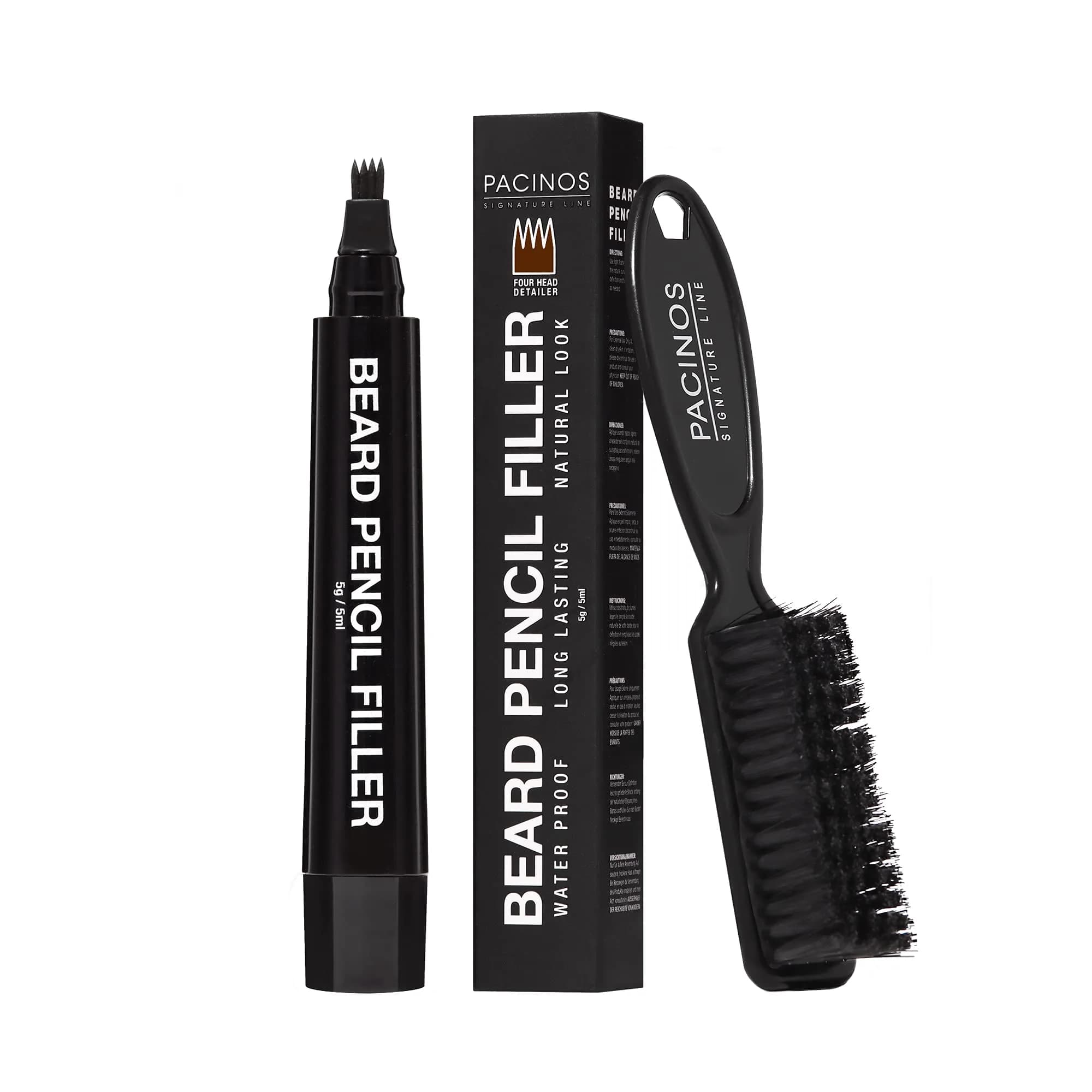 Pacinos Beard Pencil Filler Dark Brown | Waterproof, Long-Lasting, Natural Finish - main product image
