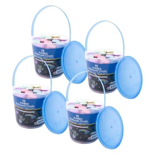 BAZIC PRODUCTS Jumbo Sidewalk Chalk, 15 Ct Bucket, Assorted Colors | Bold Outdoor Drawing thumbnail 1