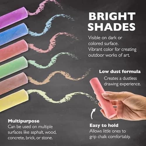 BAZIC PRODUCTS Jumbo Sidewalk Chalk, 15 Ct Bucket, Assorted Colors | Bold Outdoor Drawing thumbnail 4