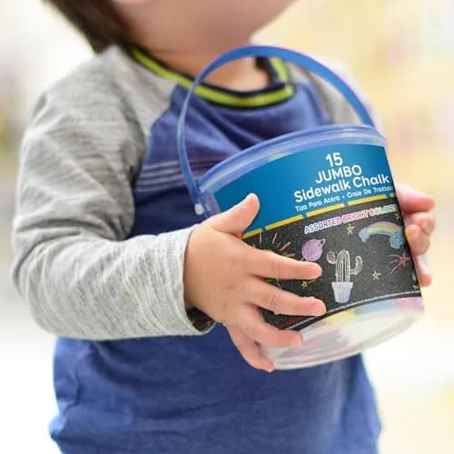 BAZIC PRODUCTS Jumbo Sidewalk Chalk, 15 Ct Bucket, Assorted Colors | Bold Outdoor Drawing thumbnail 5