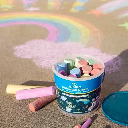 BAZIC PRODUCTS Jumbo Sidewalk Chalk, 15 Ct Bucket, Assorted Colors | Bold Outdoor Drawing thumbnail 6