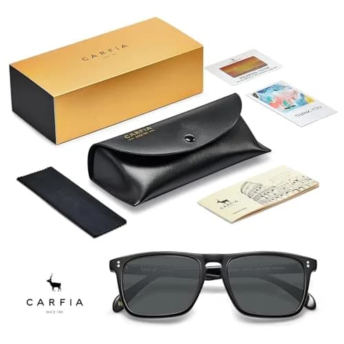 CARFIA Retro Square Polarized Sunglasses for Men UV Protection CA53572 | 54mm Lens Width, 18mm Bridge Width thumbnail 6