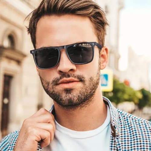 CARFIA Retro Square Polarized Sunglasses for Men UV Protection CA53572 | 54mm Lens Width, 18mm Bridge Width thumbnail 2
