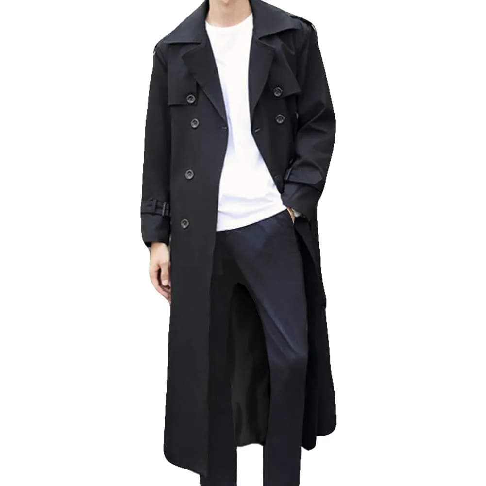 Pantete Men's Double Breasted Trench Coat Oversized Windbreaker Long Jacket | Water-Resistant, Full Coverage, Casual & Business - main product image