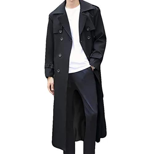 Pantete Men's Double Breasted Trench Coat Oversized Windbreaker Long Jacket | Water-Resistant, Full Coverage, Casual & Business thumbnail 1
