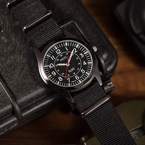 Infantry MDC Mens Military Field Watch 40mm (1.57 inches) | Japanese Quartz Movement, Black Nylon Strap thumbnail 4