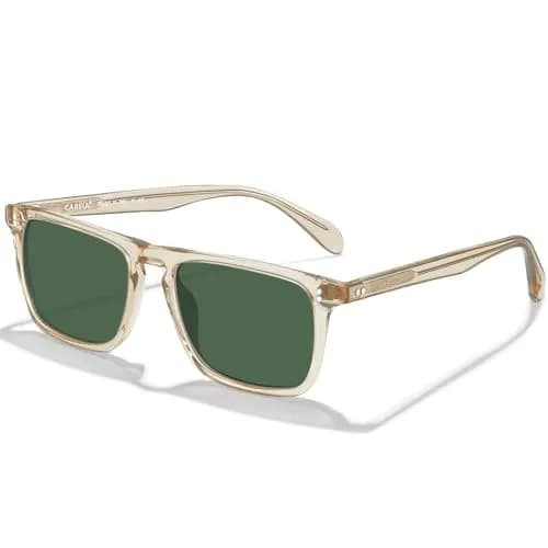 CARFIA Retro Square Polarized Sunglasses for Men UV Protection CA53572 | Polarized Lenses, Acetate Frame, 145mm Arm thumbnail 1